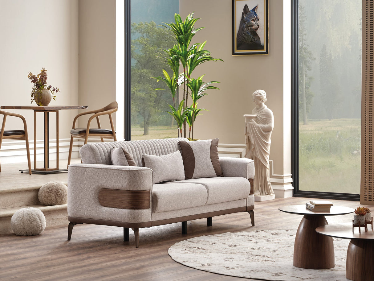 New Mood 3-pieces (Sofa & Loveseat & Chair) Livingroom Set in Cream from Furnia - Luna Furniture