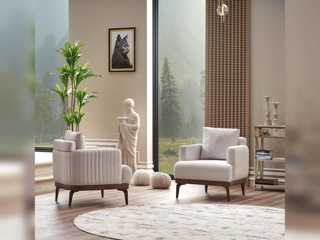New Mood 3-pieces (Sofa & Loveseat & Chair) Livingroom Set in Cream from Furnia - Luna Furniture