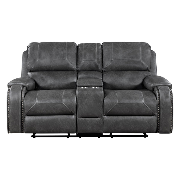 Newnan Gray Double Glider Reclining Loveseat with Center Console