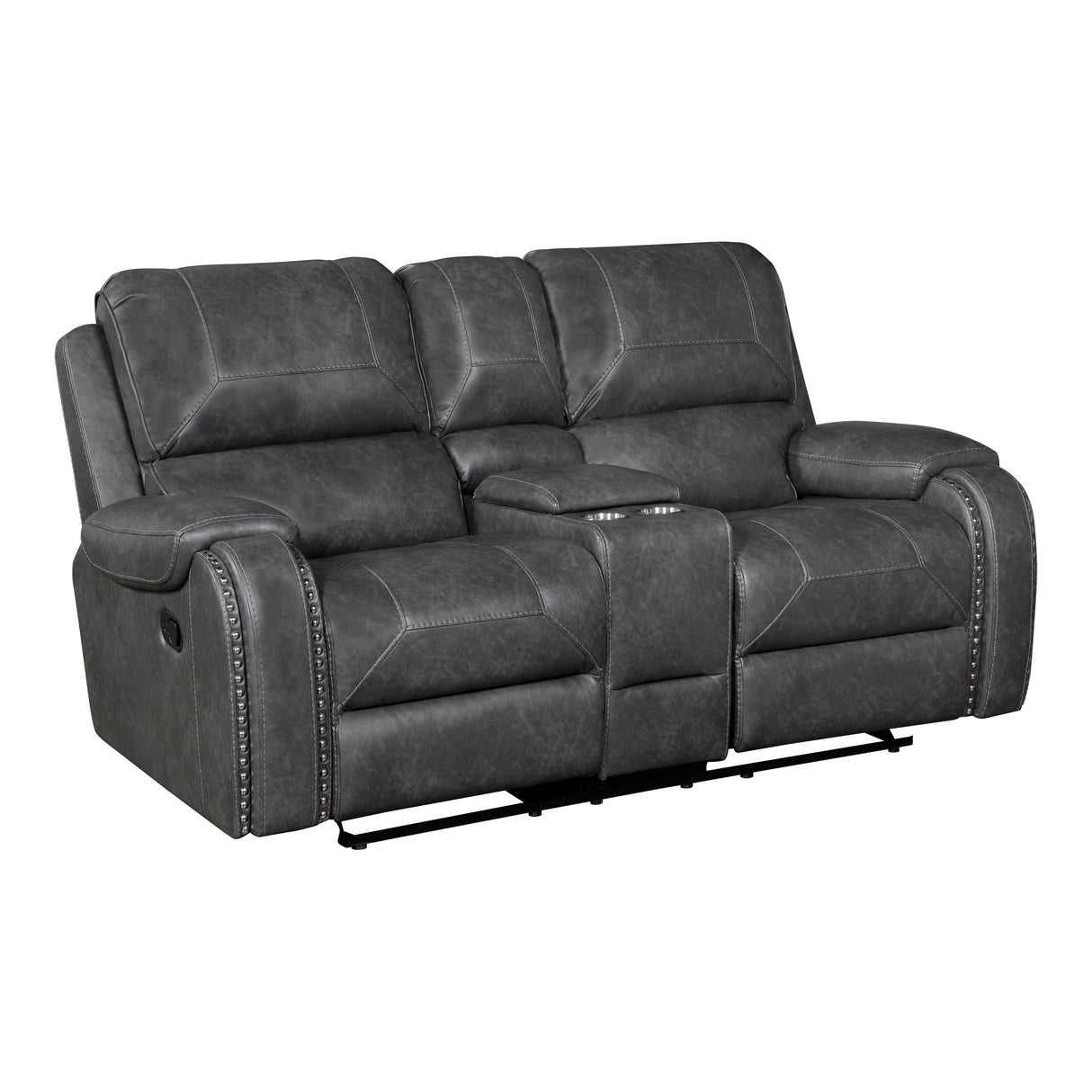 Newnan Gray Double Glider Reclining Loveseat with Center Console from Homelegance - Luna Furniture