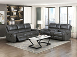 Newnan Gray Double Glider Reclining Loveseat with Center Console from Homelegance - Luna Furniture