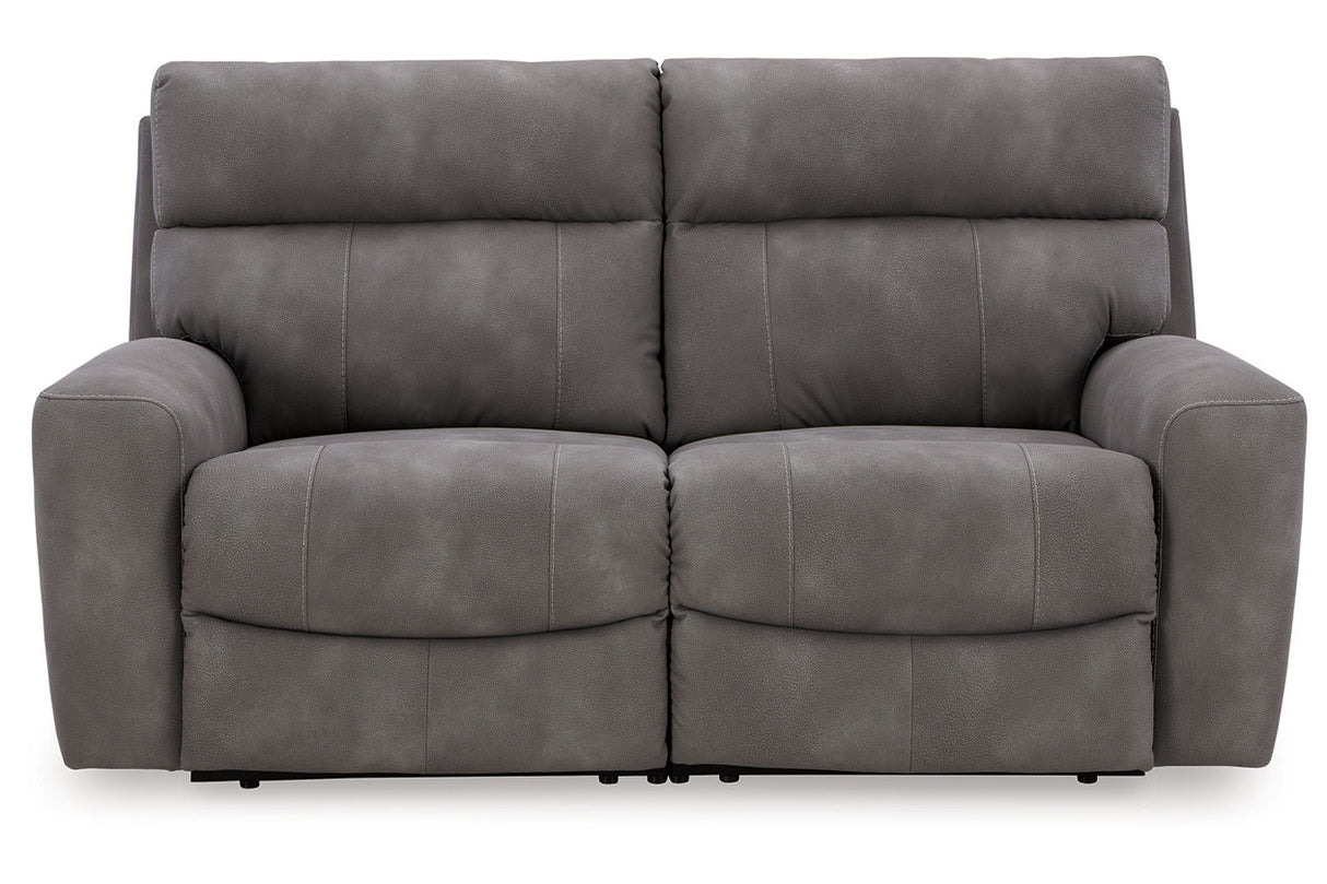 Next-Gen DuraPella Slate 2-Piece Power Reclining Sectional Loveseat from Ashley - Luna Furniture