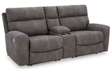 Next-Gen DuraPella Slate 3-Piece Power Reclining Sectional Loveseat with Console from Ashley - Luna Furniture