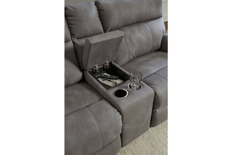 Next-Gen DuraPella Slate 3-Piece Power Reclining Sectional Loveseat with Console from Ashley - Luna Furniture