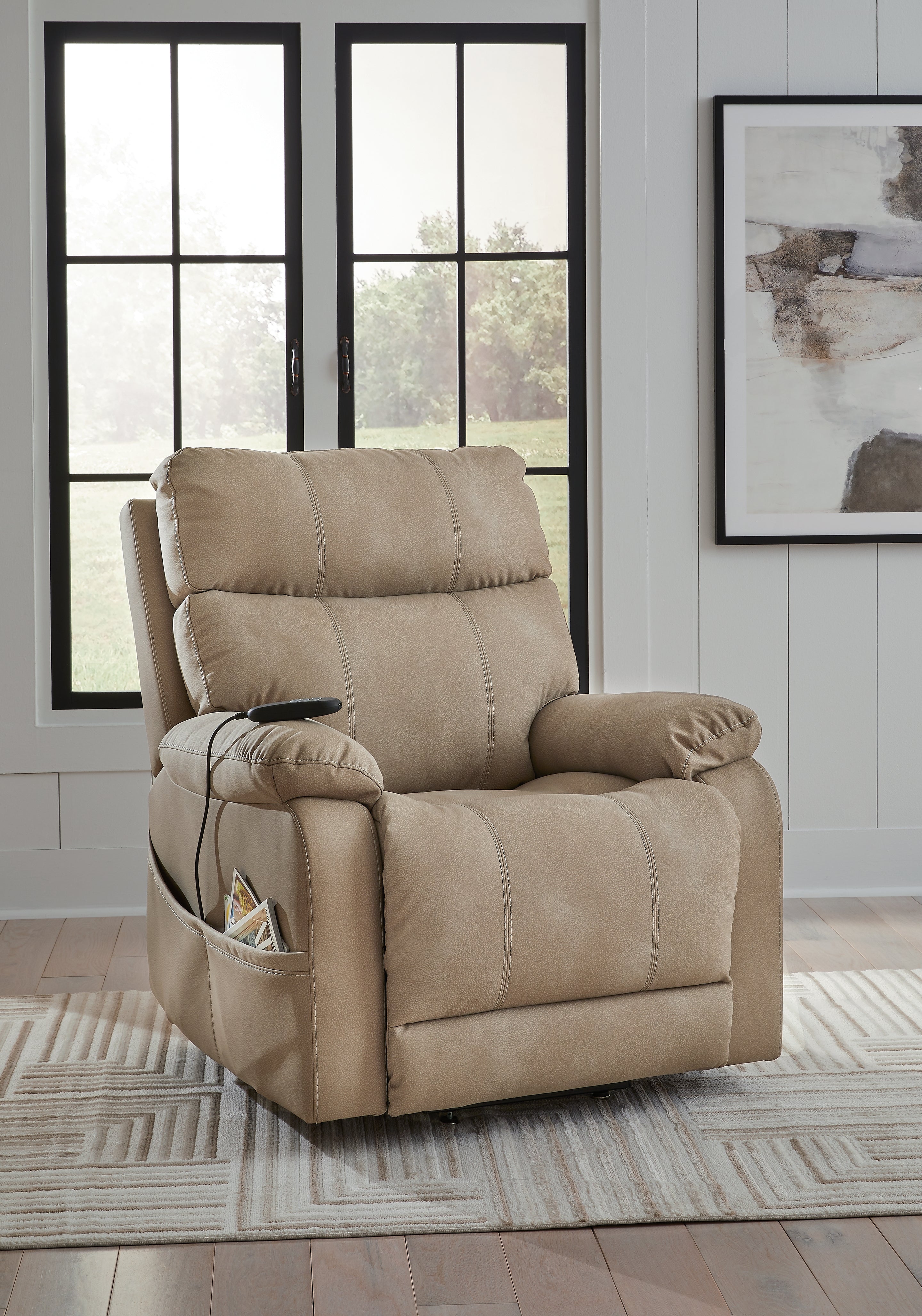 Next-Gen Durapella Sand Power Lift Recliner - Luna Furniture