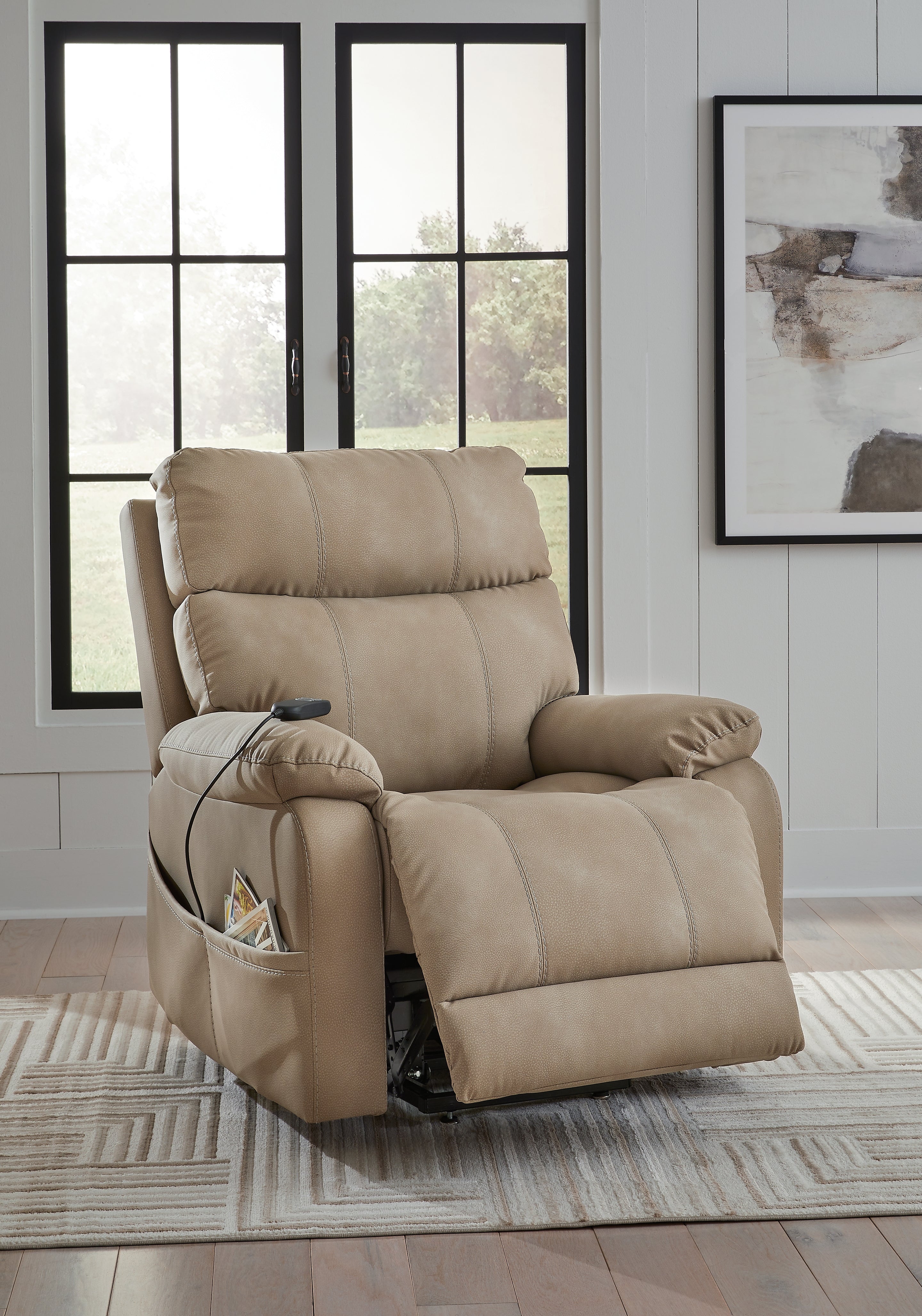 Next-Gen Durapella Sand Power Lift Recliner - Luna Furniture