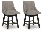 Neymorton Dark Grayish Brown Counter Height Barstool (Set of 2), Set of 2 from Ashley - Luna Furniture