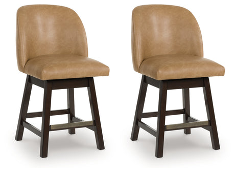 Neymorton Dark Grayish Brown Counter Height Barstool (Set of 2), Set of 2 from Ashley - Luna Furniture