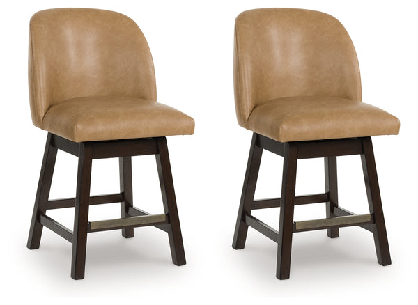 Neymorton Dark Grayish Brown Counter Height Barstool, Set of 2