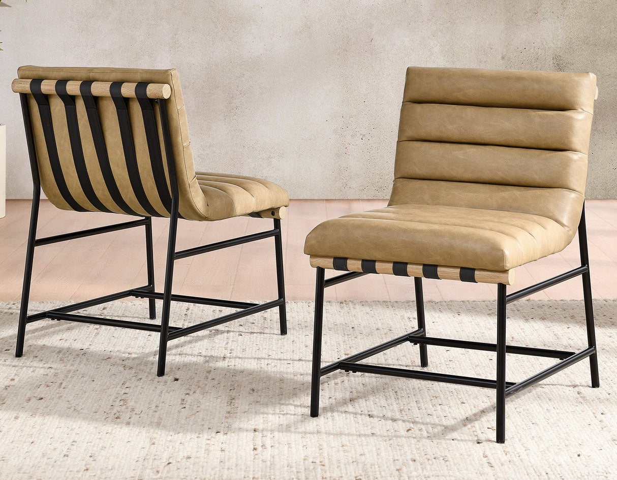 Nicco 20″ Side Chair, Sand Vegan Leather Fabric from Steve Silver - Luna Furniture