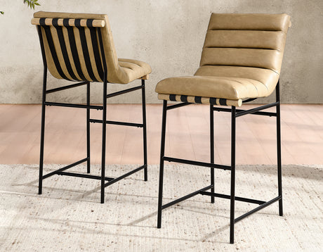 Nicco Black/Sand Vegan Leather 30-inch Bar Chair from Steve Silver - Luna Furniture