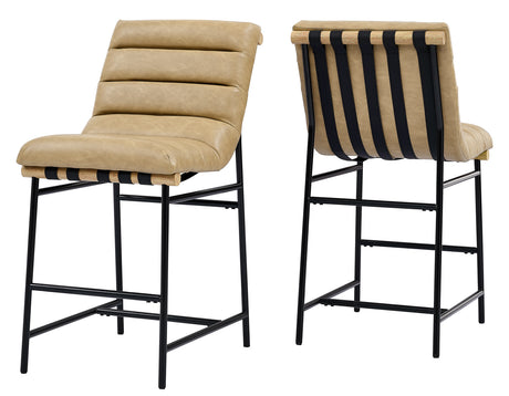 Nicco Black/Sand Vegan Leather 30-inch Bar Chair from Steve Silver - Luna Furniture