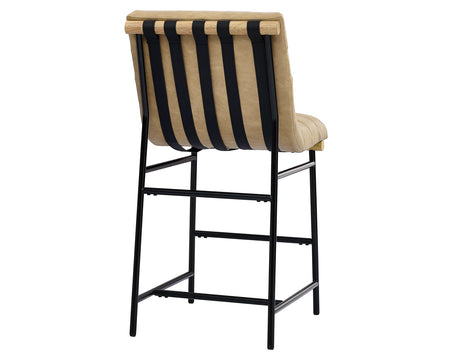 Nicco Black/Sand Vegan Leather 30-inch Bar Chair from Steve Silver - Luna Furniture