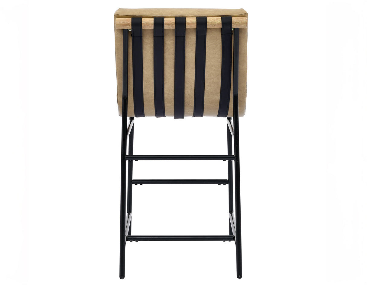Nicco Black/Sand Vegan Leather 30-inch Bar Chair from Steve Silver - Luna Furniture