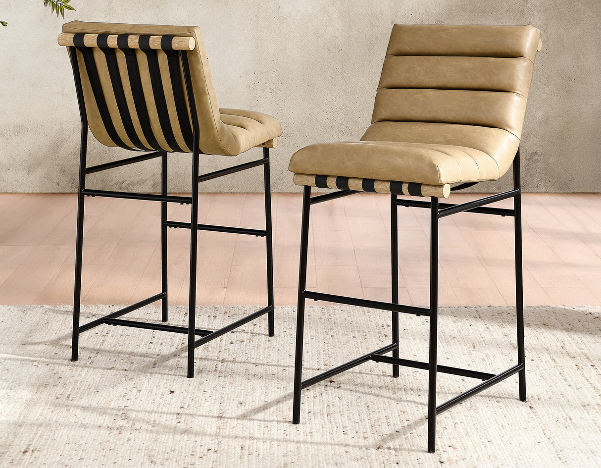 Nicco Black/Sand Vegan Leather 30-inch Bar Chair, Set of 2 from Steve Silver - Luna Furniture