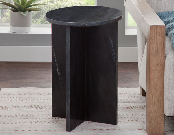 Niki Solid Black Marquina Marble Accent Table