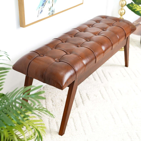 Maja Tan Leather Bench from Ashcroft Furniture - Luna Furniture