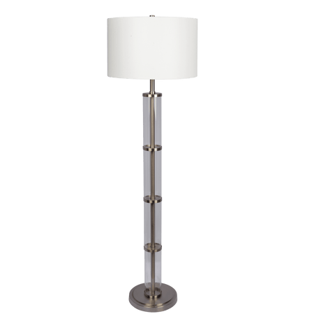 Nimbus Brushed Nickel Floor Lamp with 3-Way Rotary Switch Clear Glass Body Metal Base from Midinmod - Luna Furniture