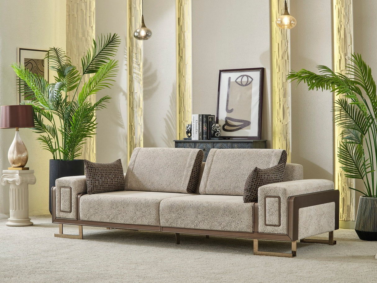 Nirvana Stationary 4 Seat Sofa in Beige from Furnia - Luna Furniture
