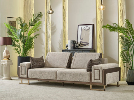 Nirvana Stationary 4 Seat Sofa in Beige from Furnia - Luna Furniture