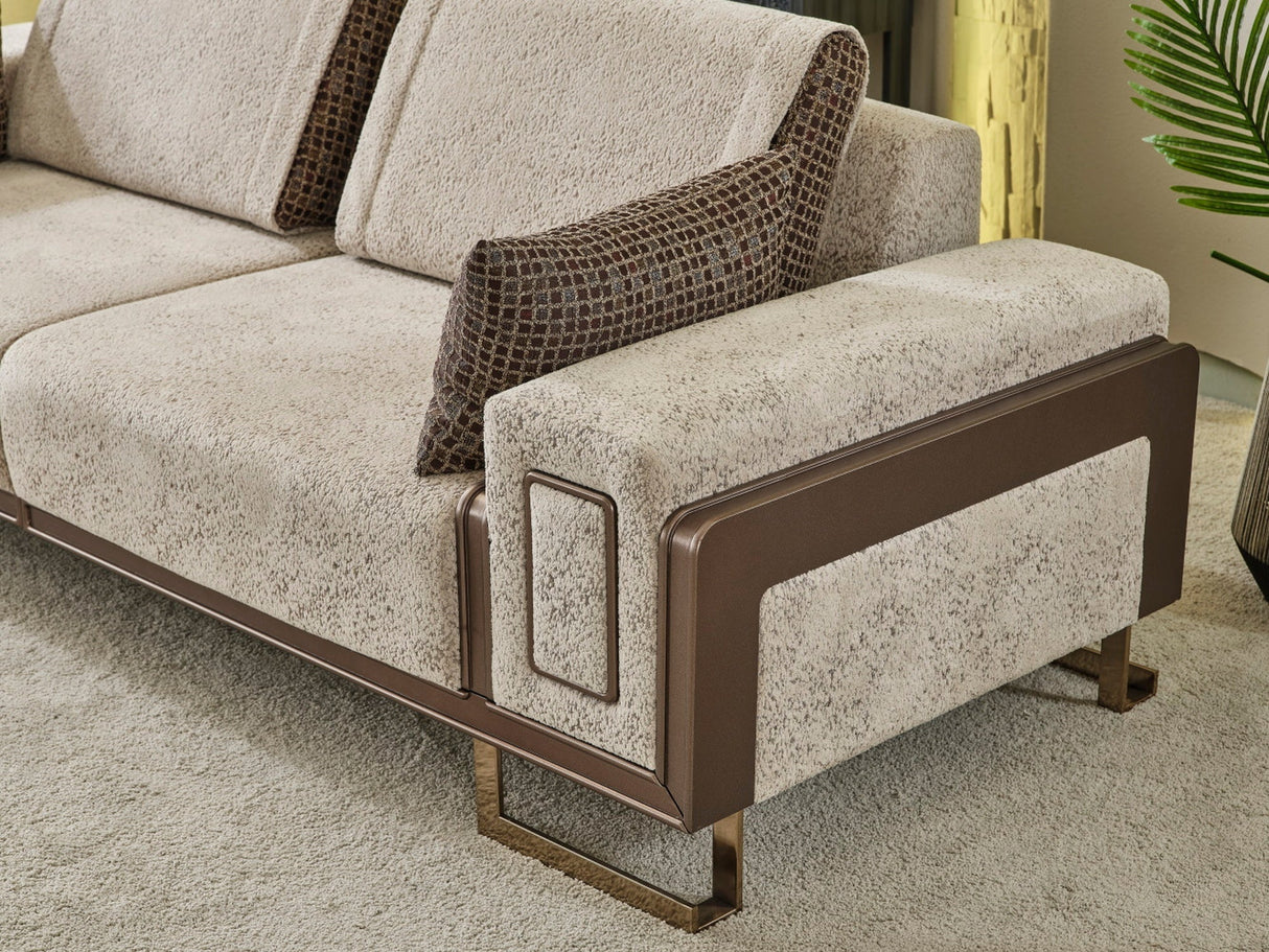 Nirvana Stationary 4 Seat Sofa in Beige from Furnia - Luna Furniture