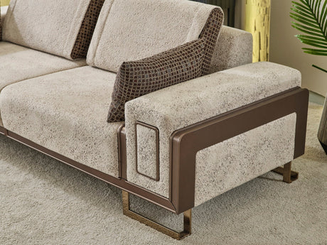 Nirvana Stationary 4 Seat Sofa in Beige from Furnia - Luna Furniture
