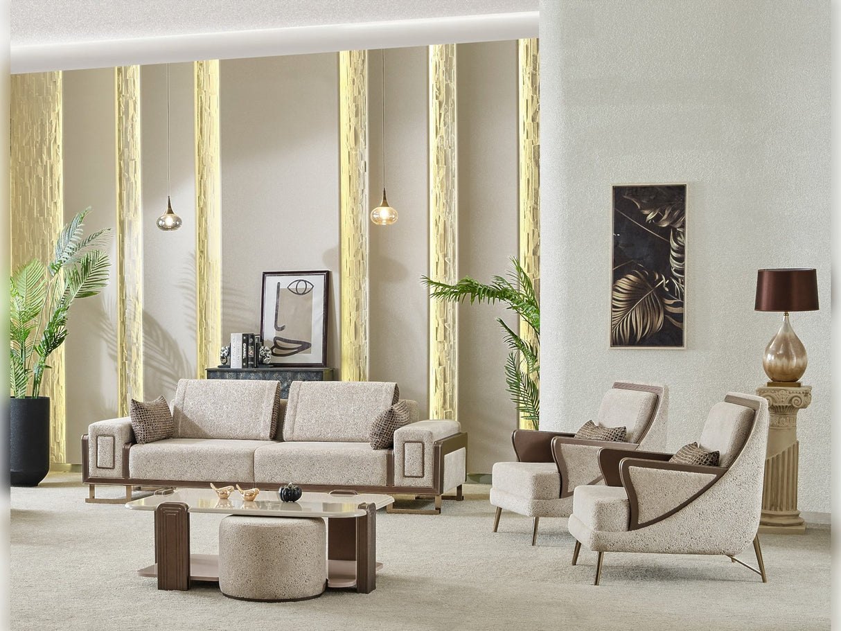 Nirvana 4-pieces (2 Four Seat Sofa & 2 Chair) Livingroom Set in Beige from Furnia - Luna Furniture