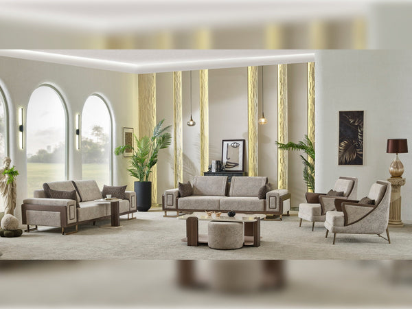 Nirvana 4-pieces (2 Four Seat Sofa & 2 Chair) Livingroom Set in Beige
