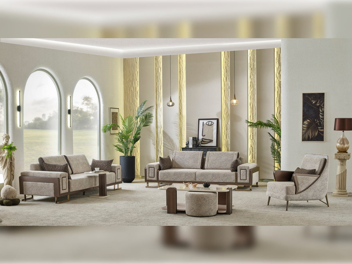 Nirvana 4-pieces (2 Four Seat Sofa & 2 Chair) Livingroom Set in Beige from Furnia - Luna Furniture