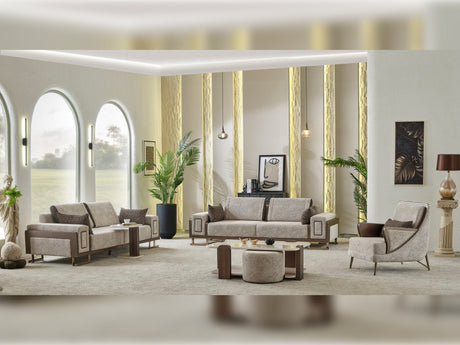 Nirvana 4-pieces (2 Four Seat Sofa & 2 Chair) Livingroom Set in Beige from Furnia - Luna Furniture