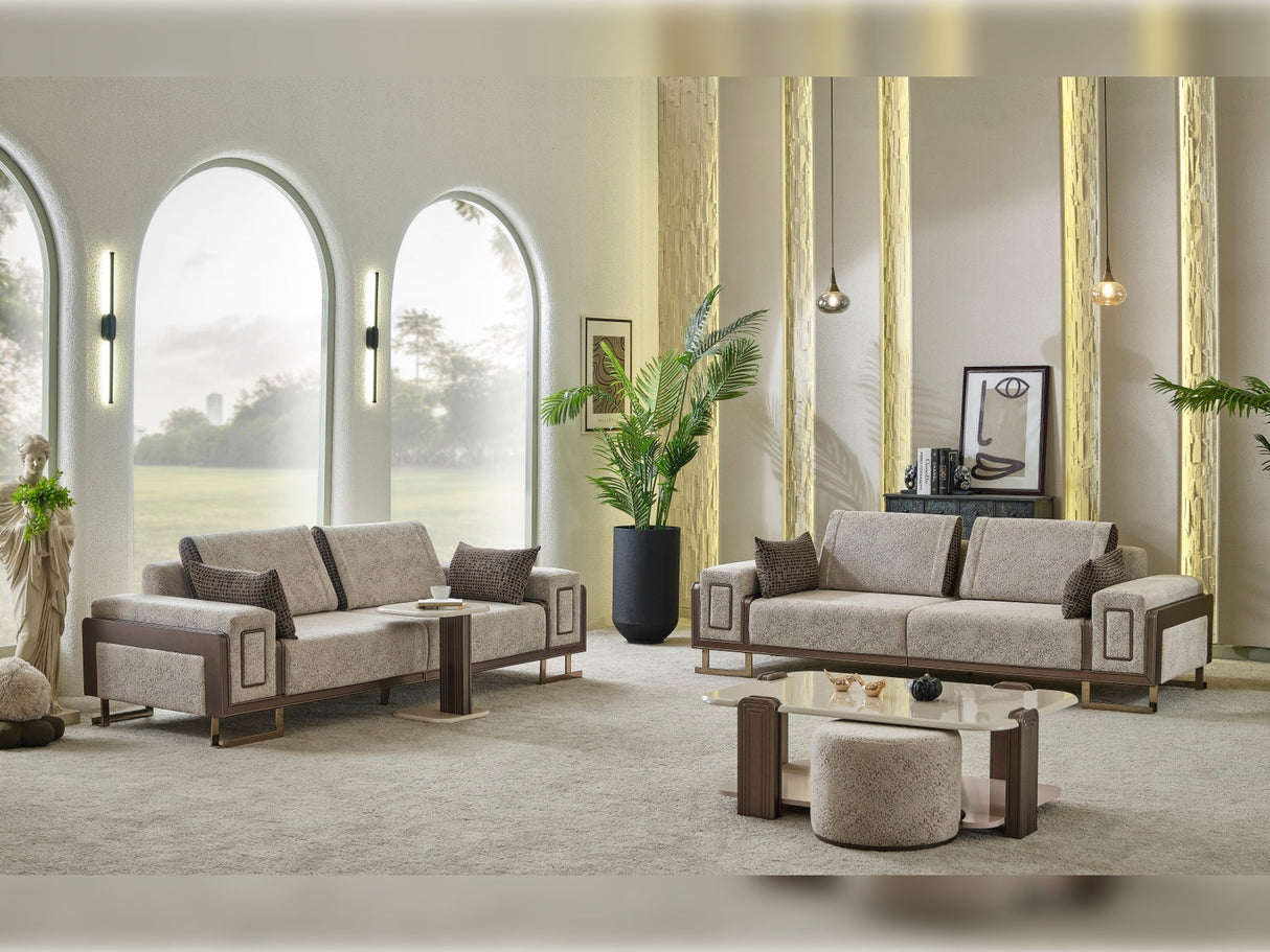 Nirvana 4-pieces (2 Four Seat Sofa & 2 Chair) Livingroom Set in Beige from Furnia - Luna Furniture