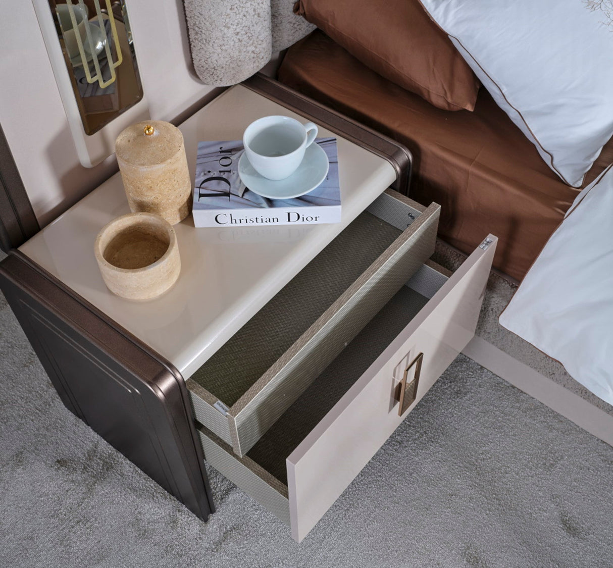 Nirvana Bedroom (Queen Bed & Dresser With Mirror & Ottoman & 2 Nightstand With Back ) from Furnia - Luna Furniture