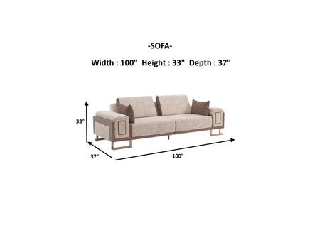 Nirvana Stationary 4 Seat Sofa in Beige from Furnia - Luna Furniture