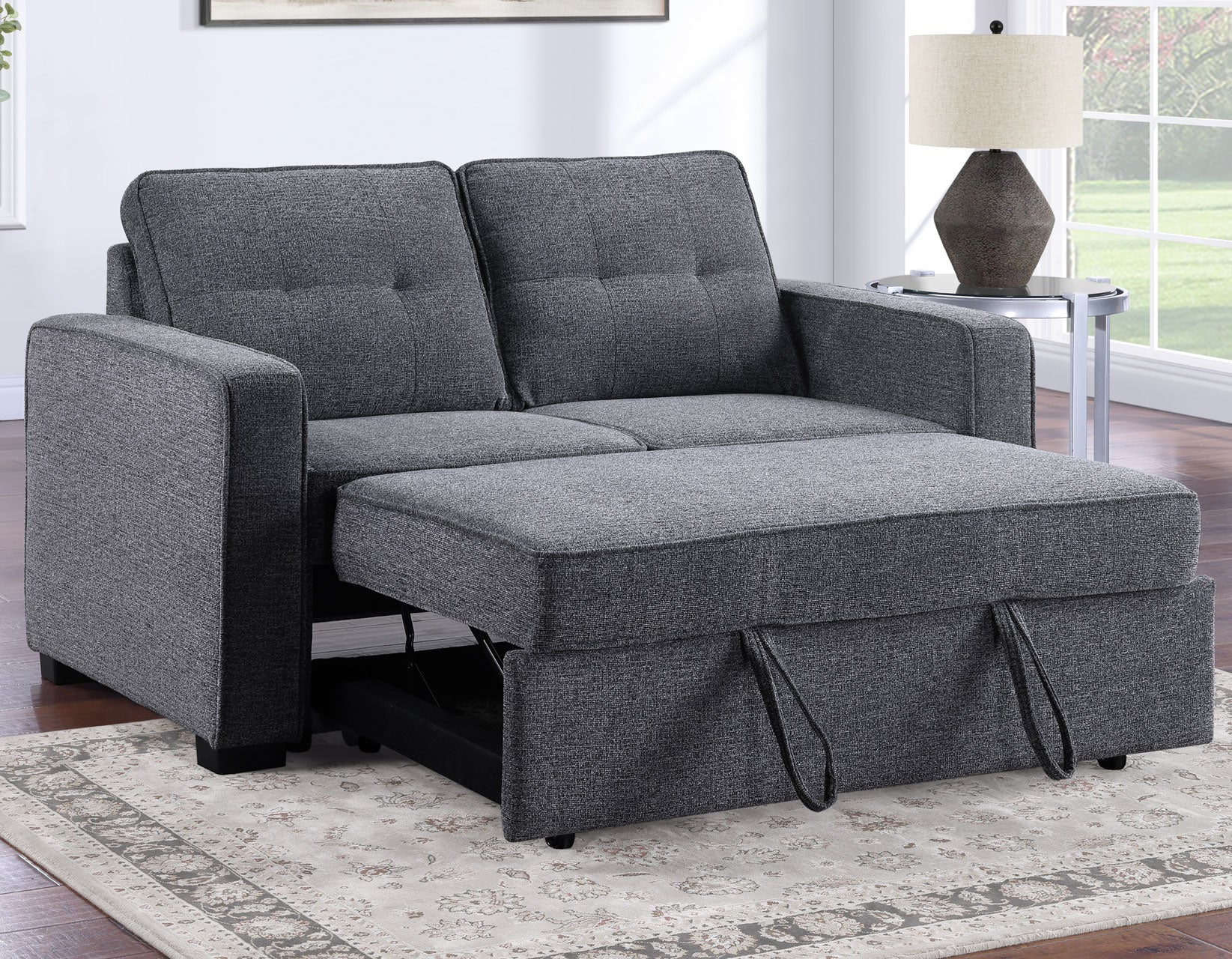 Noah Convertible Sleeper Loveseat, Gray – Luna Furniture