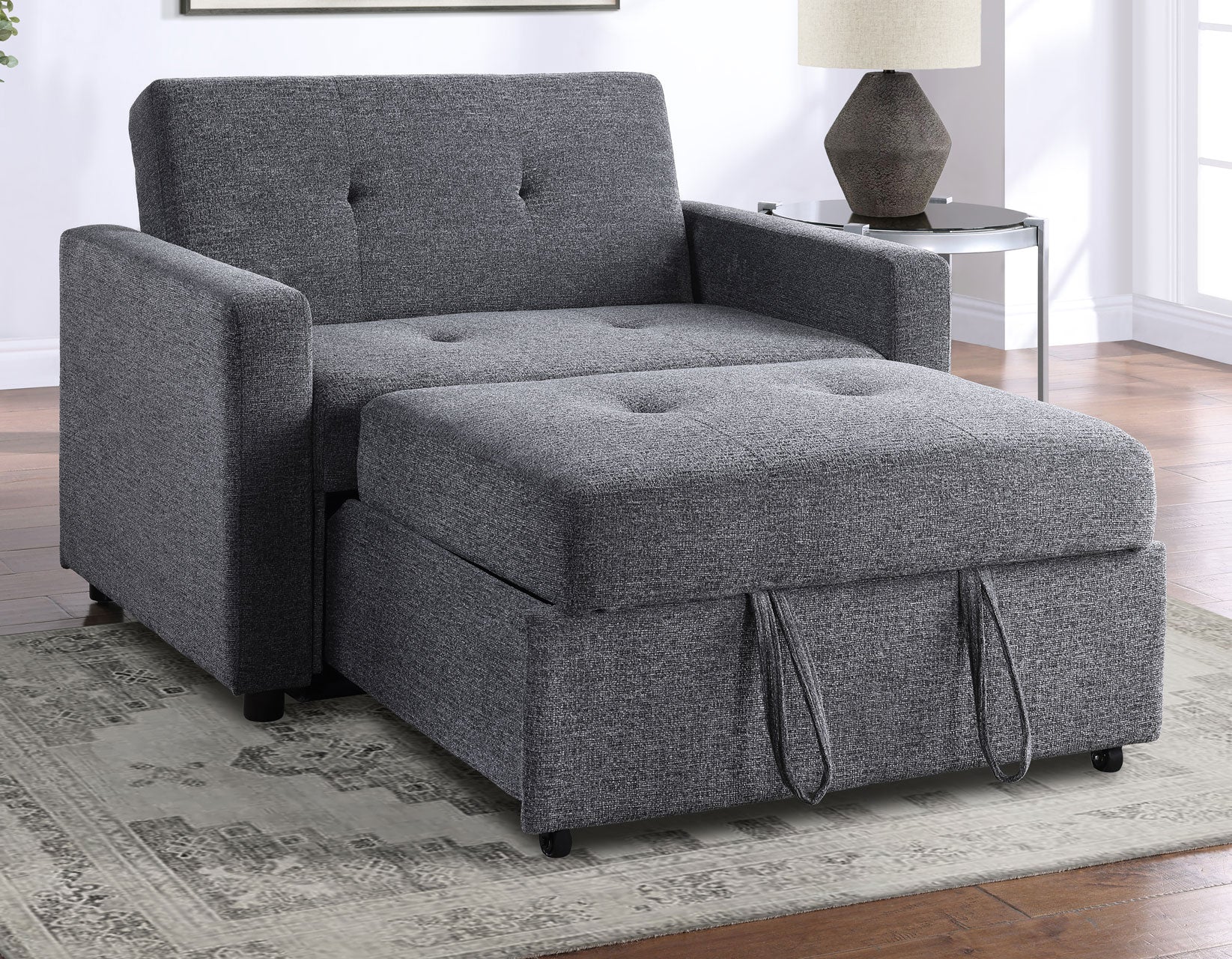 Noah Gray Convertible Sleeper Chair-and-a-Half – Luna Furniture
