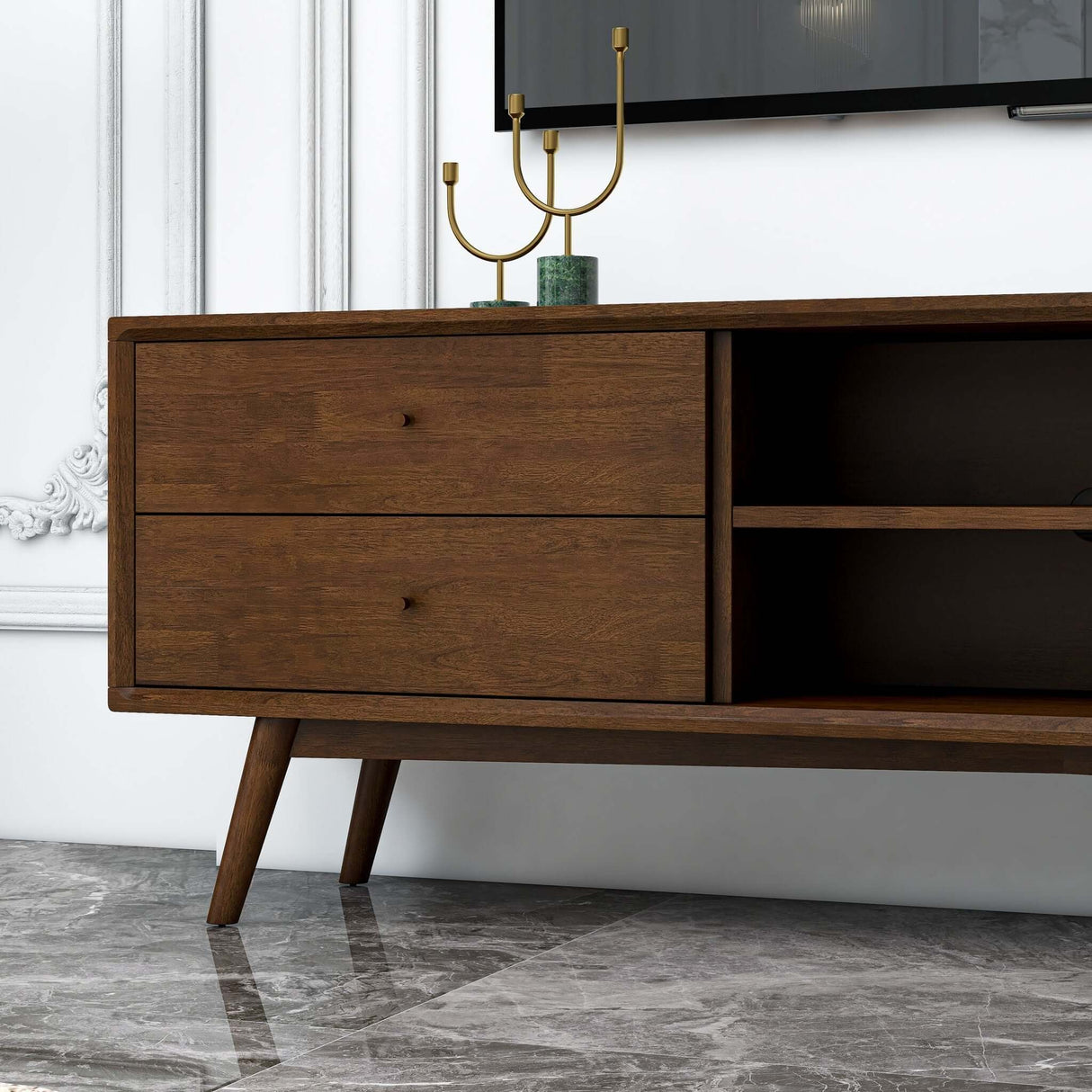 Caroline Mid-Century Modern Style Walnut TV Stand Up To 72" from Ashcroft Furniture - Luna Furniture