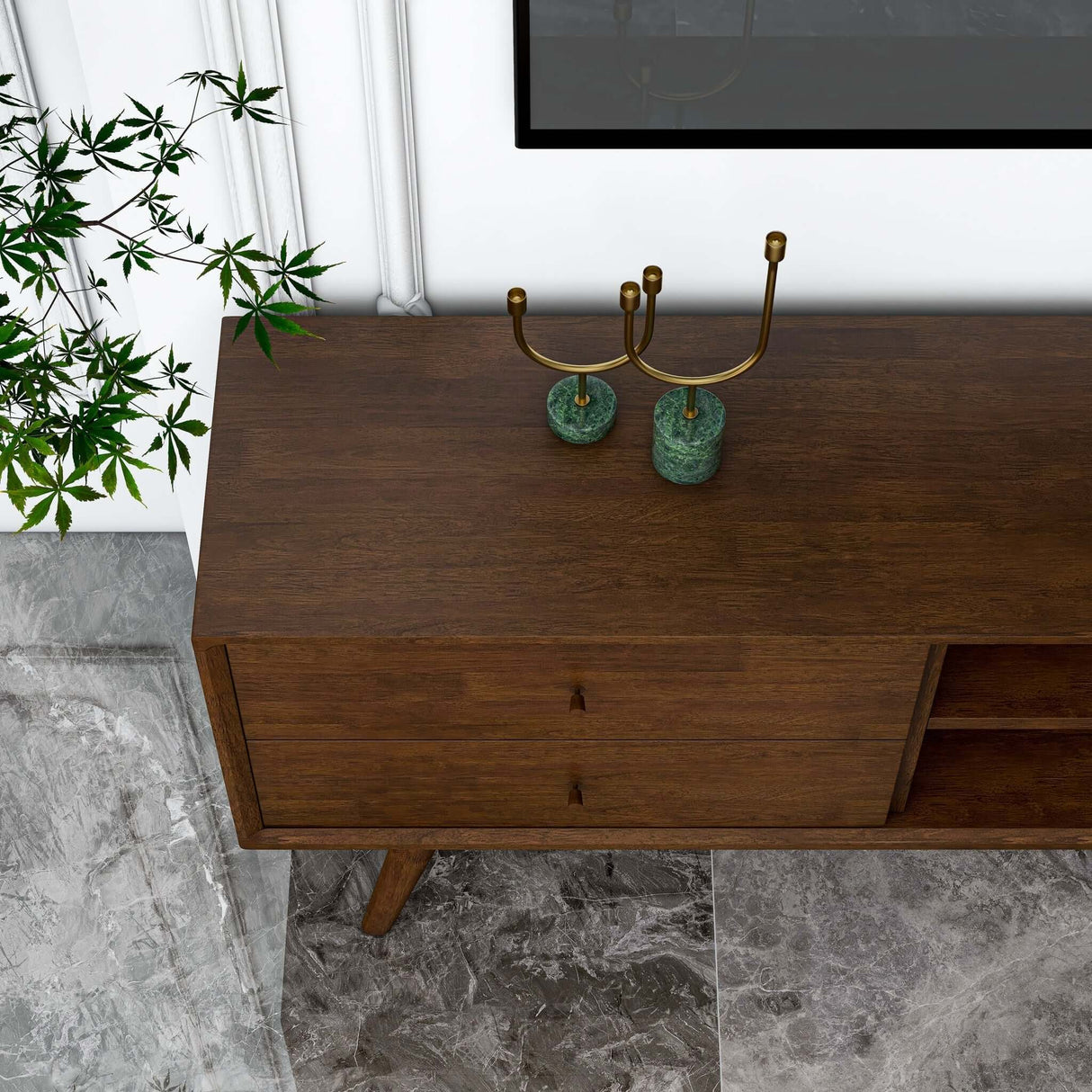 Caroline Mid-Century Modern Style Walnut TV Stand Up To 72" from Ashcroft Furniture - Luna Furniture