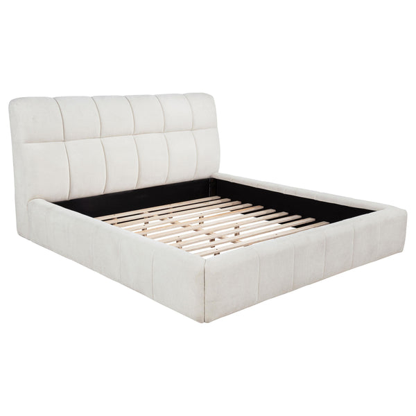 Nollet Cream 48-inch Upholstered Queen Panel Platform Bed