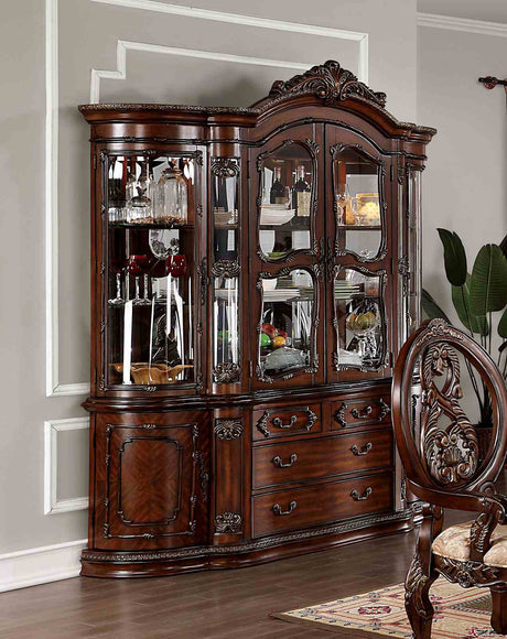 Normandy Brown Cherry Hutch & Buffet from Furniture of America - Luna Furniture