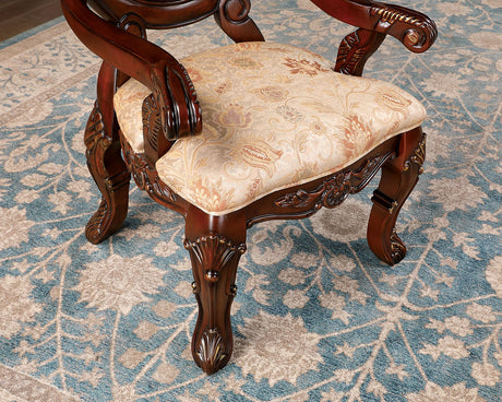 Normandy Brown Cherry/Tan Arm Chair from Furniture of America - Luna Furniture