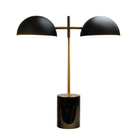 Nova Hydro Black Table Lamp with On/Off Switch Double Lamp with Faux Marble Base from Midinmod - Luna Furniture