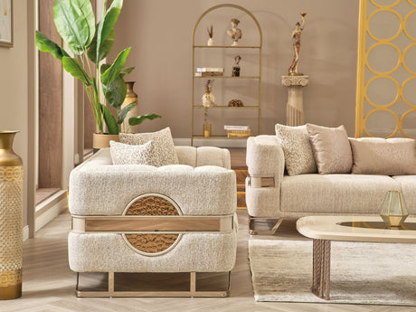 Nova Stationary Sofa in Cream from Furnia - Luna Furniture