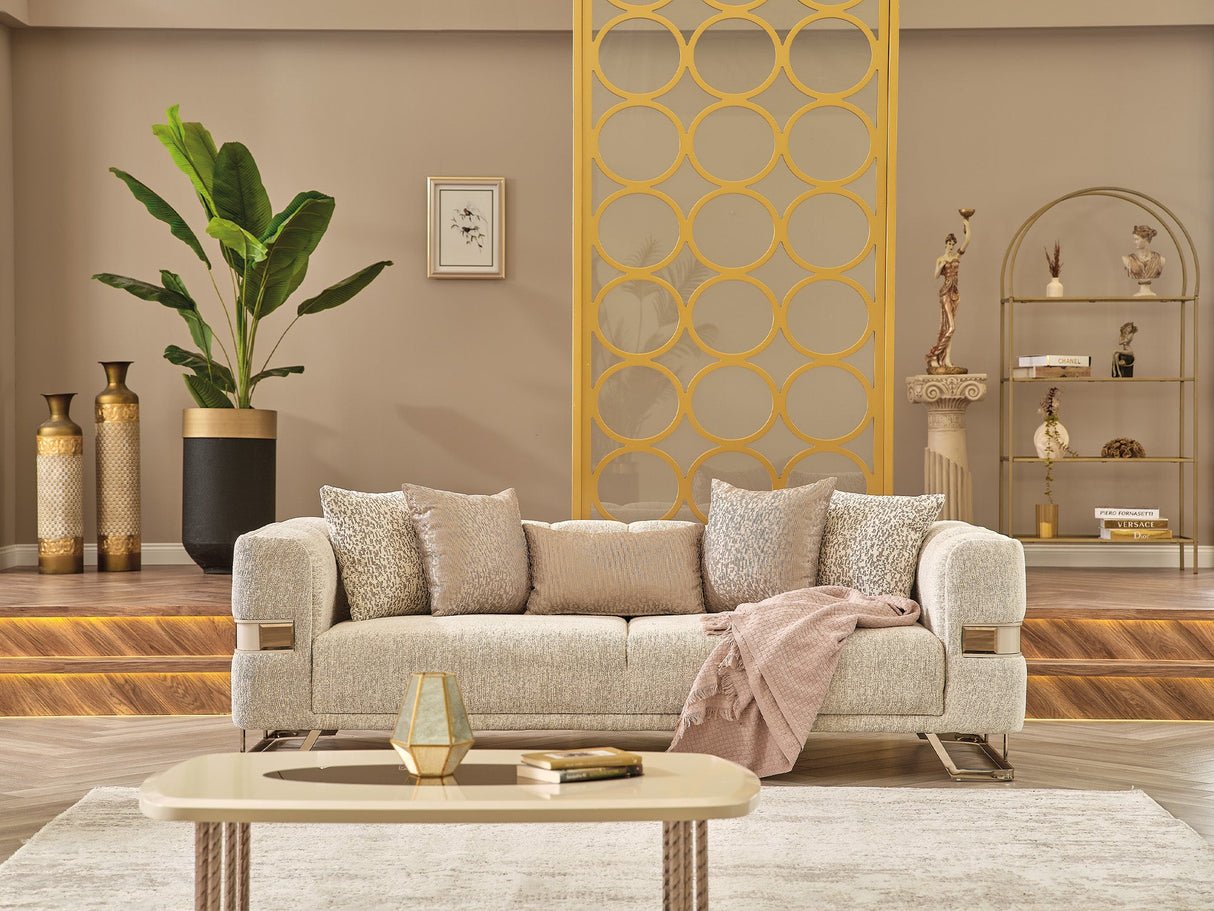 Nova Stationary Sofa in Cream from Furnia - Luna Furniture