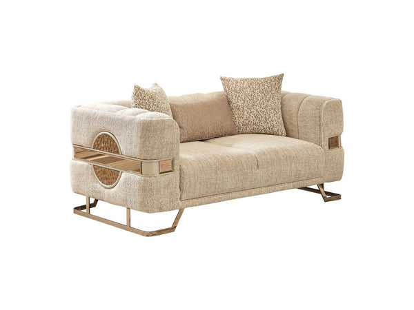 Nova Stationary Loveseat in Cream