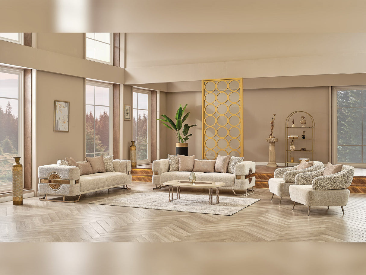 Nova Stationary Sofa in Cream from Furnia - Luna Furniture