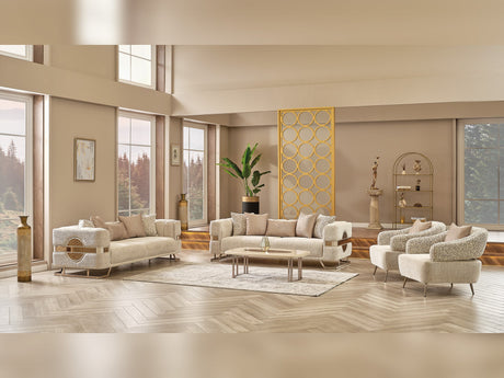 Nova Stationary Sofa in Cream from Furnia - Luna Furniture