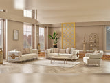 Nova Stationary Sofa in Cream from Furnia - Luna Furniture