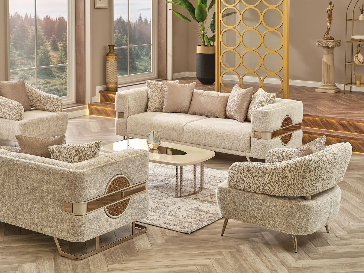 Nova Stationary Sofa in Cream from Furnia - Luna Furniture