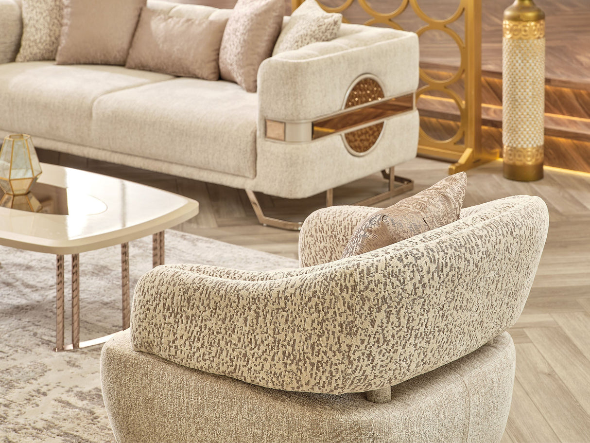 Nova 3-pieces (Sofa & Loveseat & Chair) Livingroom Set in Cream from Furnia - Luna Furniture