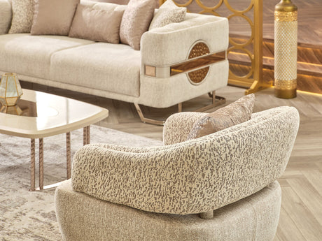 Nova 3-pieces (Sofa & Loveseat & Chair) Livingroom Set in Cream from Furnia - Luna Furniture